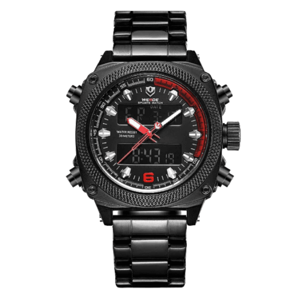 Relógio Masculino Weide AnaDigi WH7302B - Preto e Vermelho